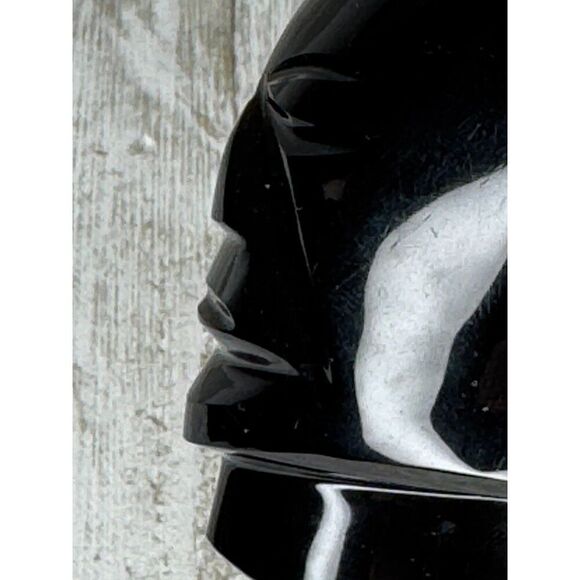 Vintage Mexican Black Obsidian Hand Carved Head - Picture 8 of 8